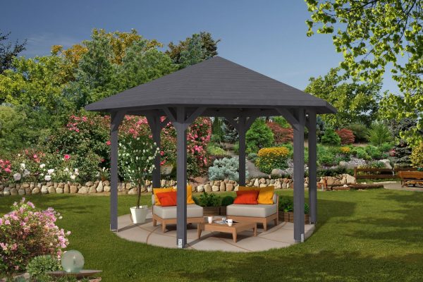 Hatszögletű kerti pavilon Nancy szürke