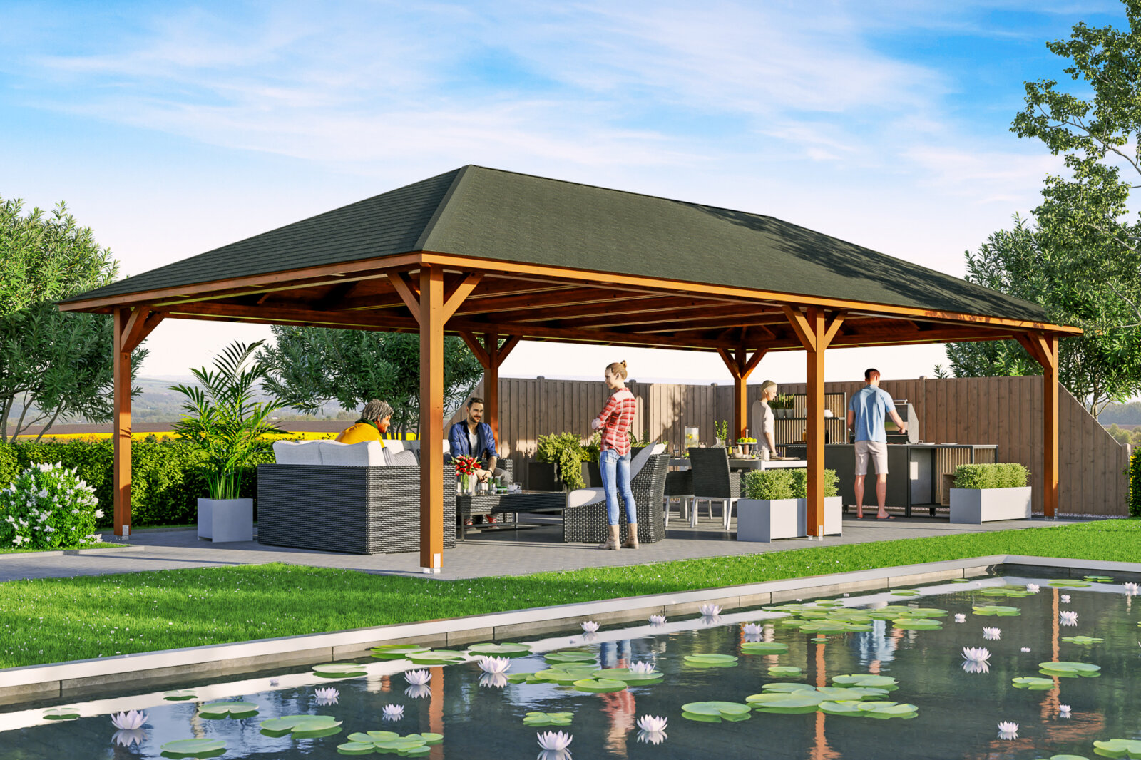Óriás kerti pavilon Orleans dióbarna