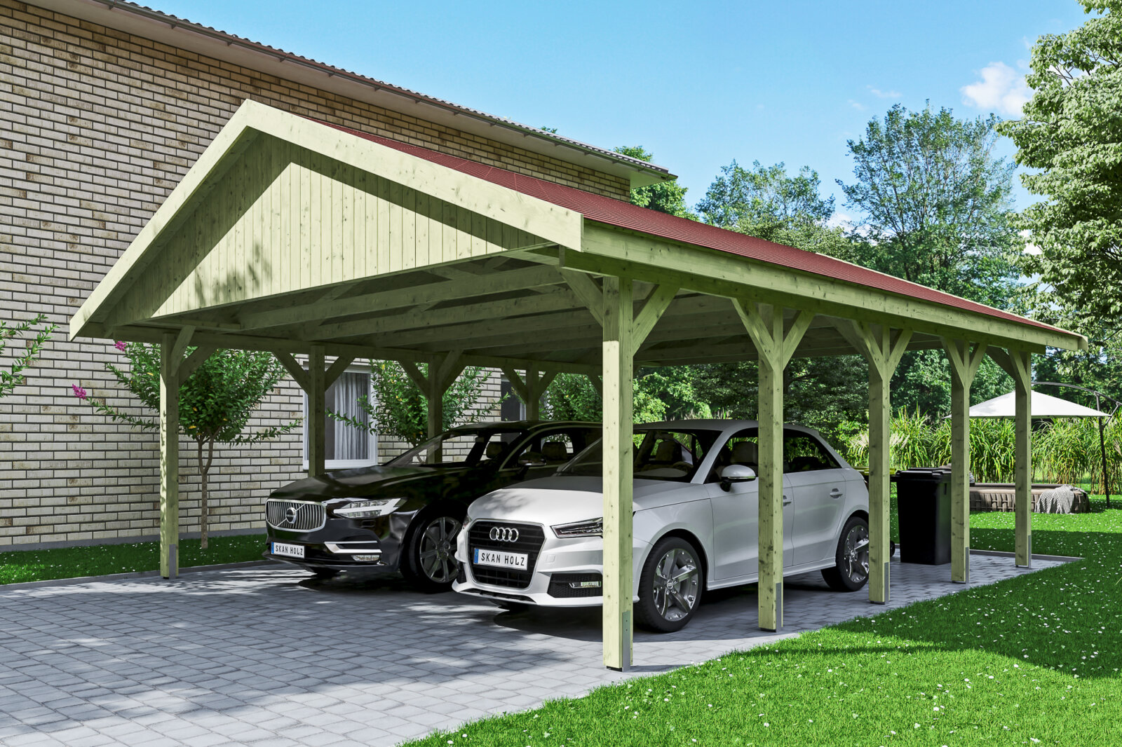 Autóbeálló garázs építés Saknholz Wallgau Carport 620x750cm