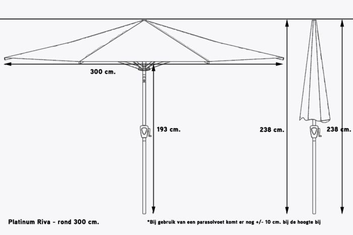 Riva napernyő 300cm méretei