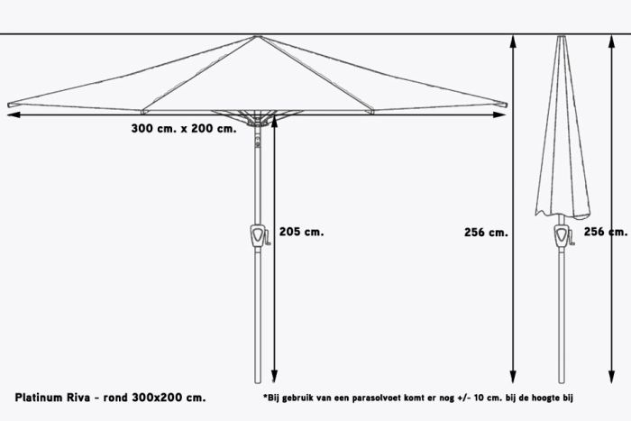 Riva napernyő méretei 3x2m